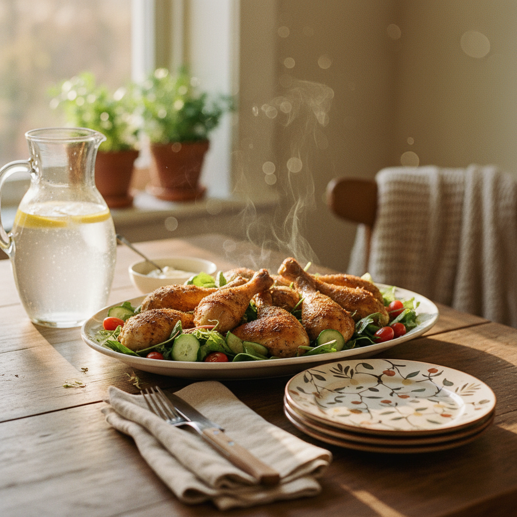 Image de la recette: Pilons Poulet Croustillants Salade