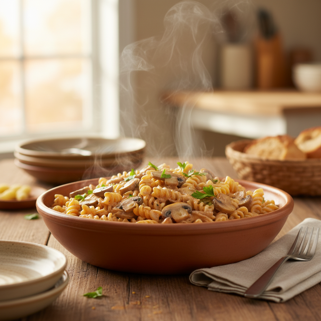 Image de la recette: Pâtes Rosées aux Champignons