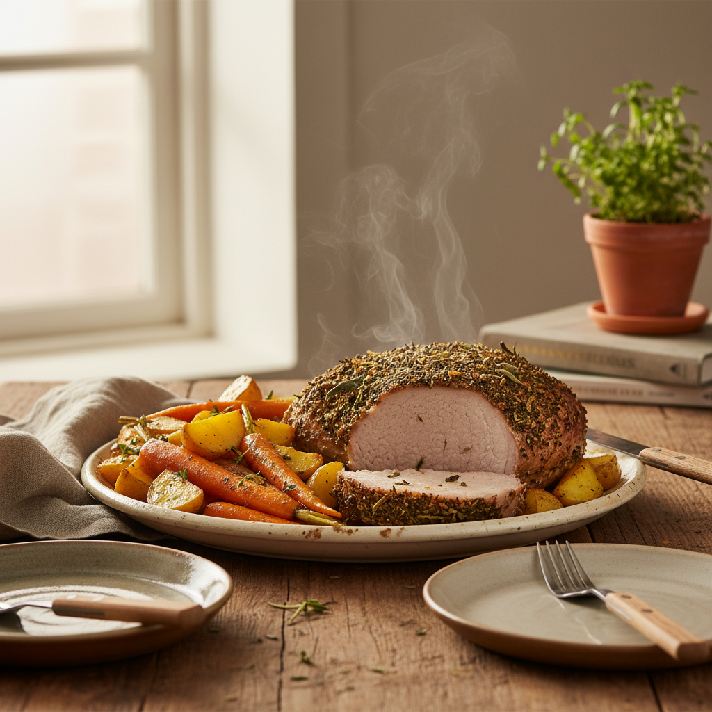 Image de la recette: Longe de porc aux herbes
