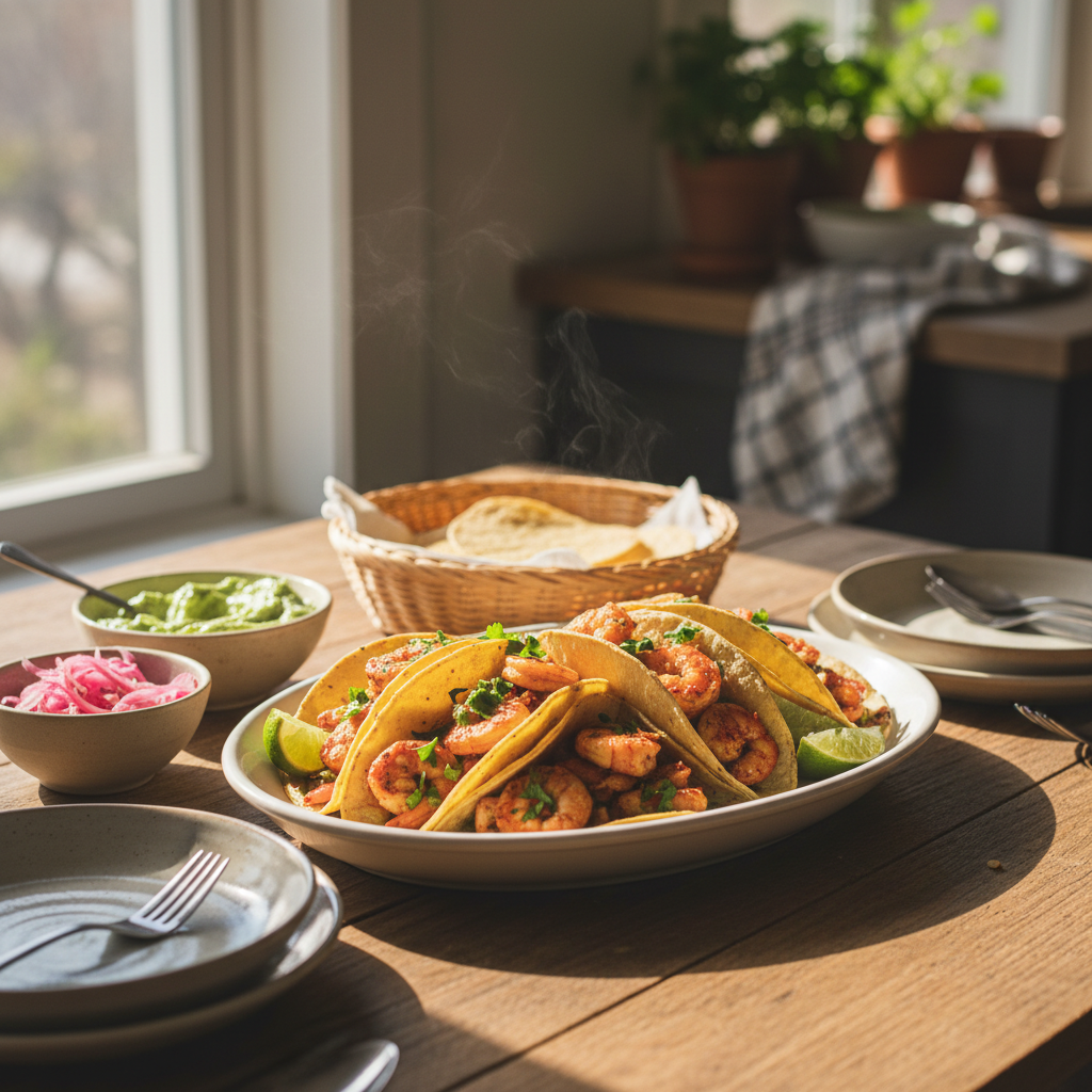 Image de la recette: Tacos rapides aux crevettes