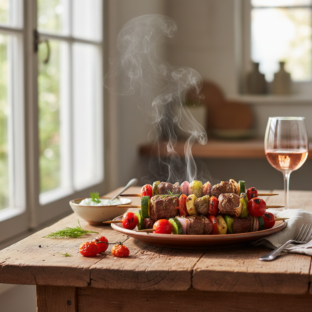 Image de la recette: Brochettes Bœuf Légumes Grillés