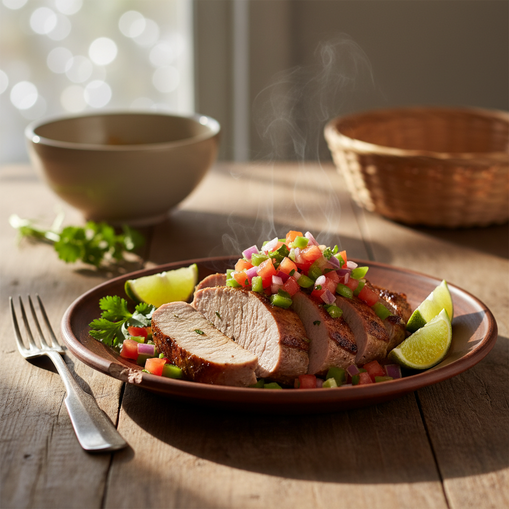Image de la recette: Filet porc salsa fraîche