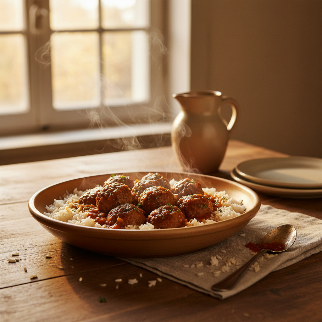 Image de la recette: Boulettes de porc et riz