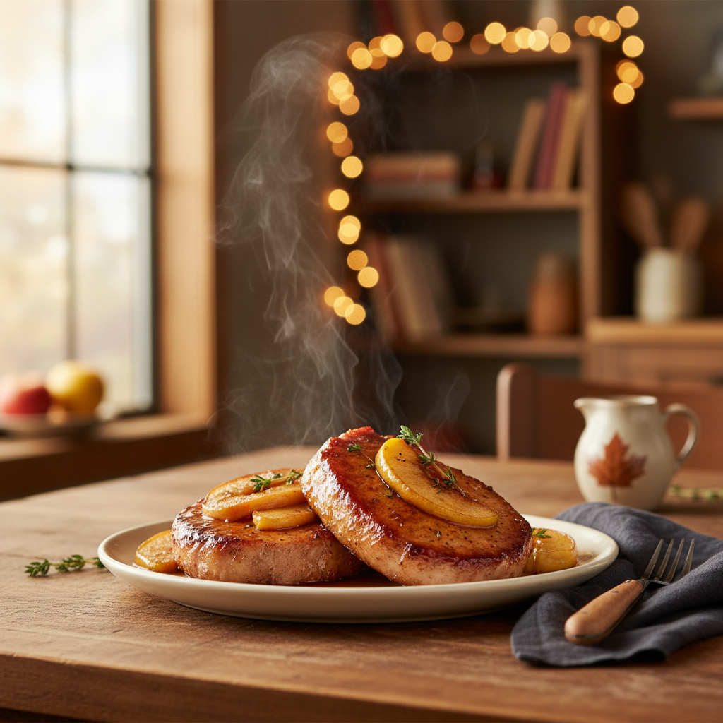 Image de la recette: Côtelettes de Porc à l'Érable et aux Pommes, Façon Cabane à Sucre Moderne