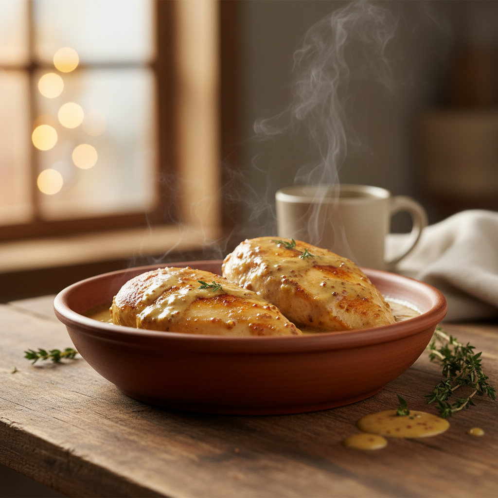 Image de la recette: Poulet à la moutarde de Dijon et sirop d'érable