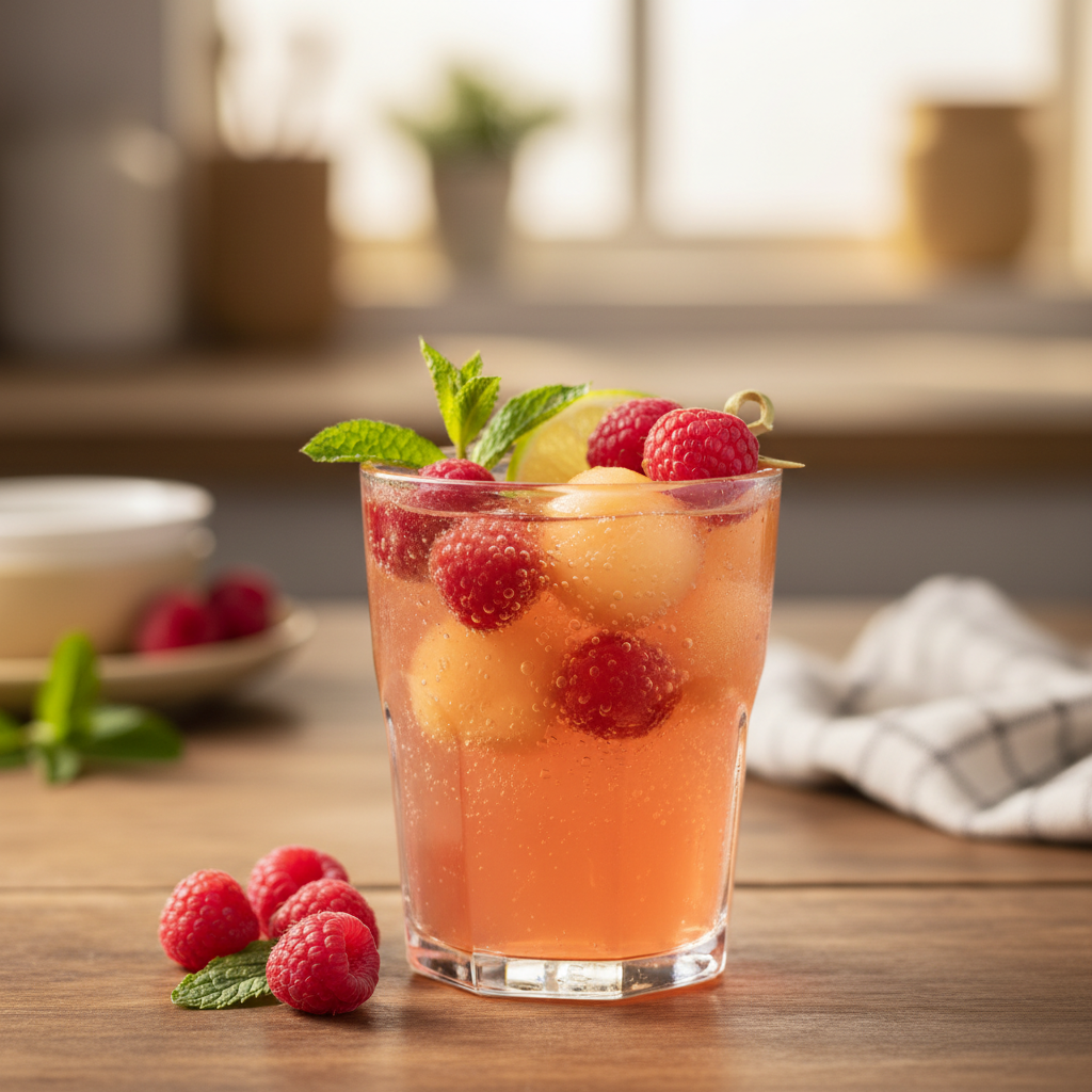 Image de la recette: Cocktail Pétillant aux Framboises et Cantaloup