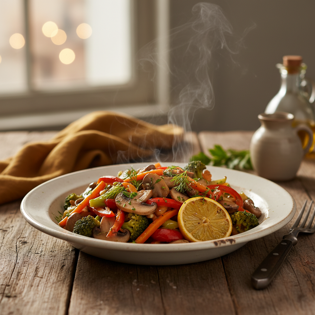 Image de la recette: Sauté de champignons et légumes au citron