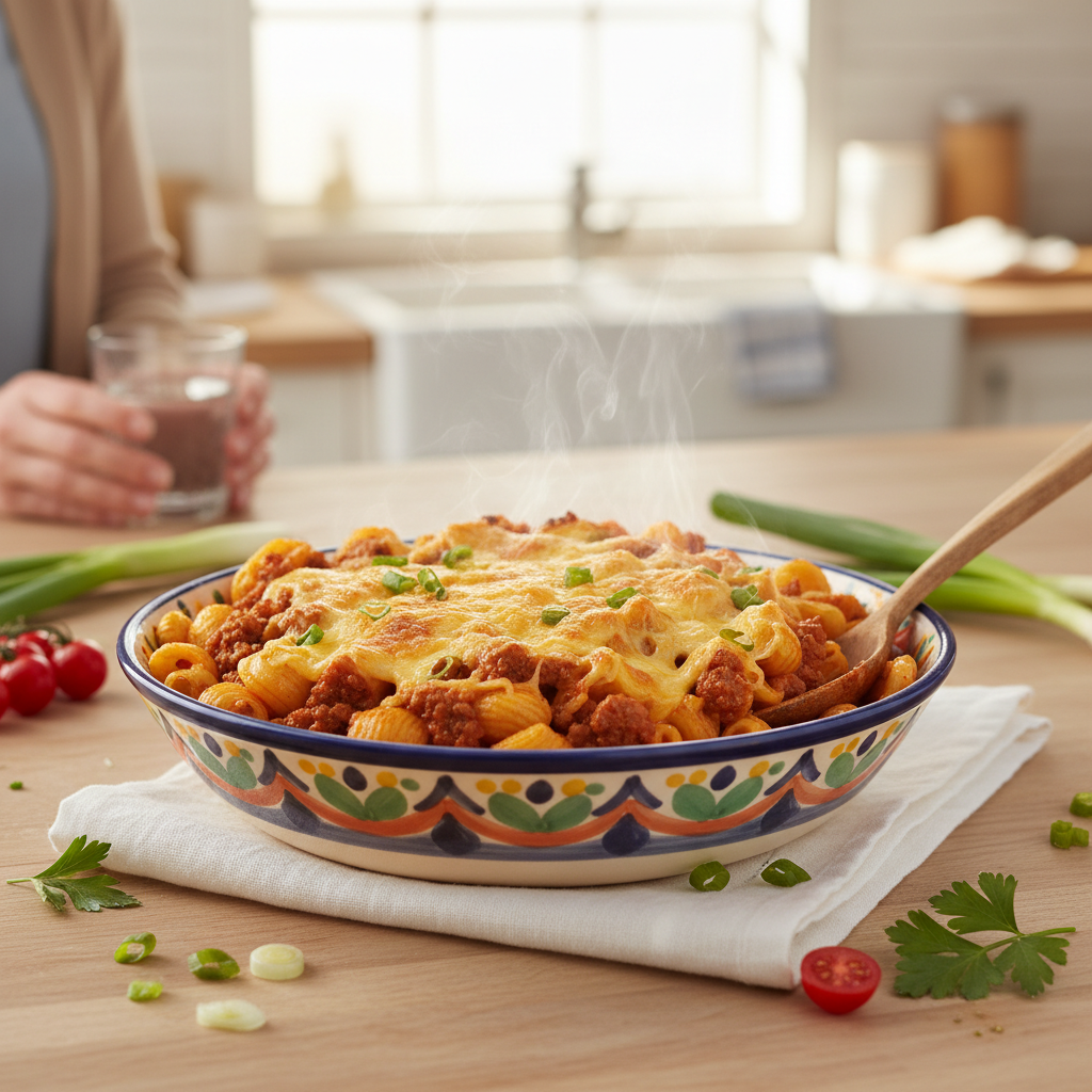 Image de la recette: Macaroni gratiné au boeuf et fromage P'tit Québec