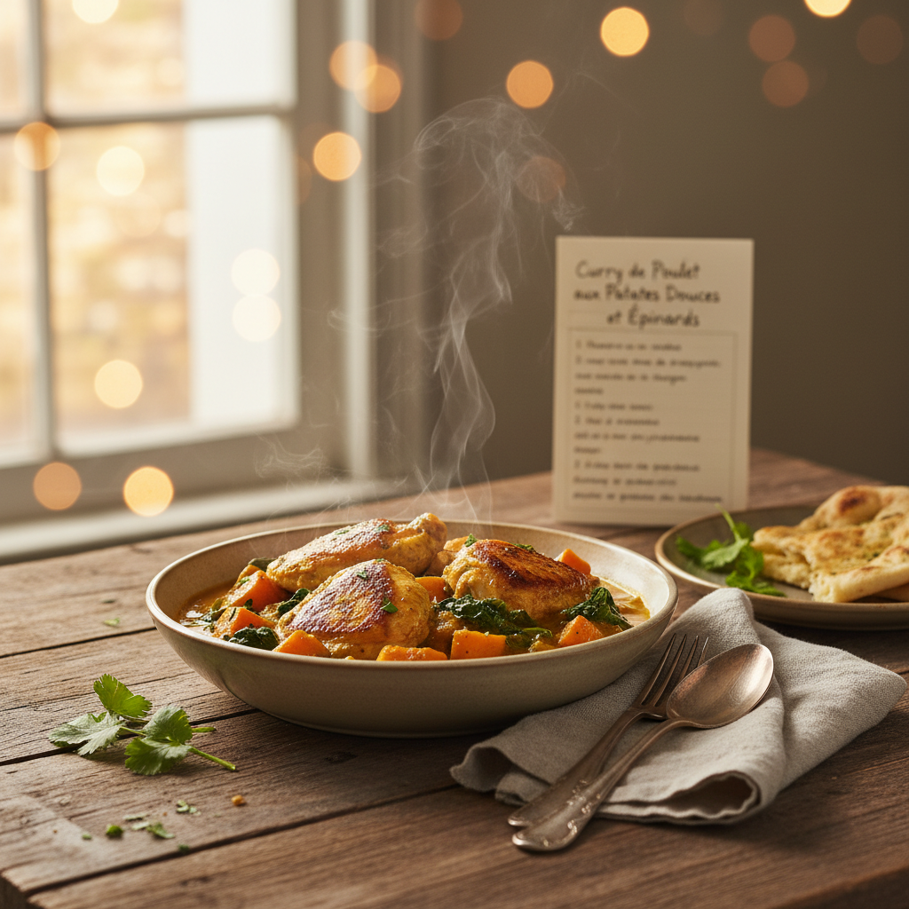Image de la recette: Curry de Poulet aux Patates Douces et Épinards