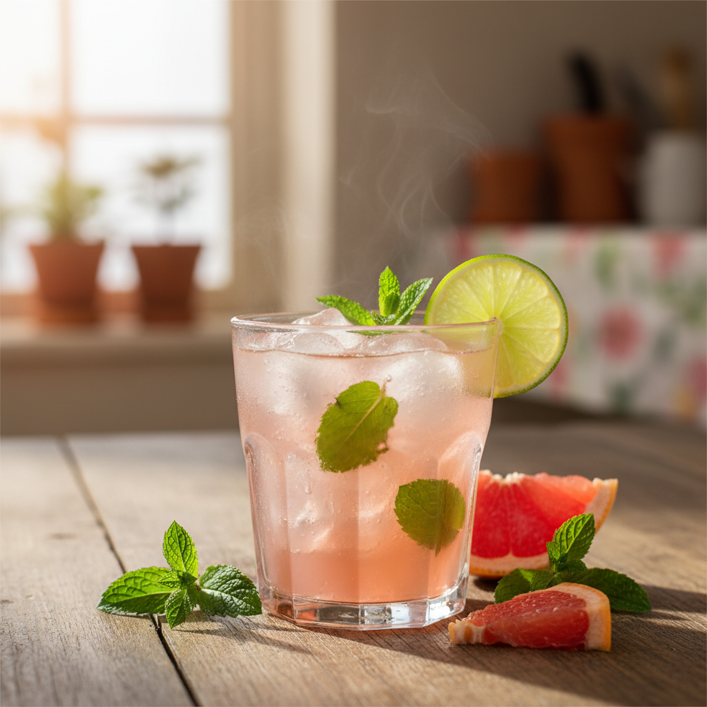 Image de la recette: Cocktail Pamplemousse et Menthe Fraîche