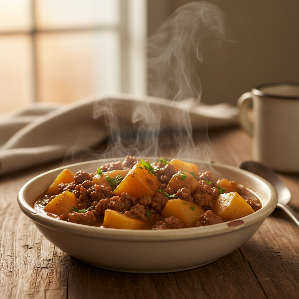 Image de la recette: Bœuf haché classique aux pommes de terre