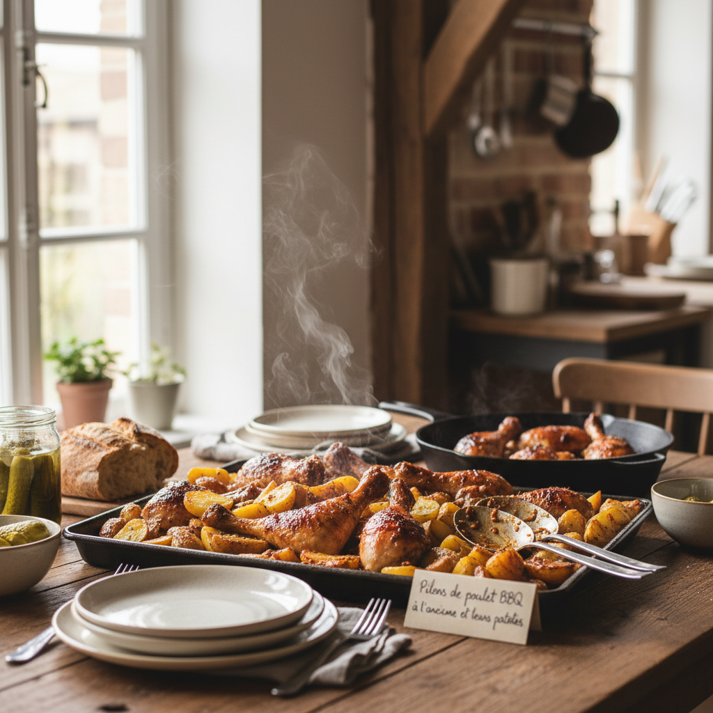 Image de la recette: Pilons de poulet BBQ à l'ancienne et leurs patates