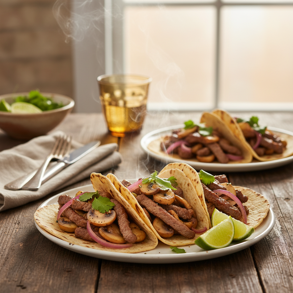 Image de la recette: Tacos aux Lanières de Boeuf et Champignons