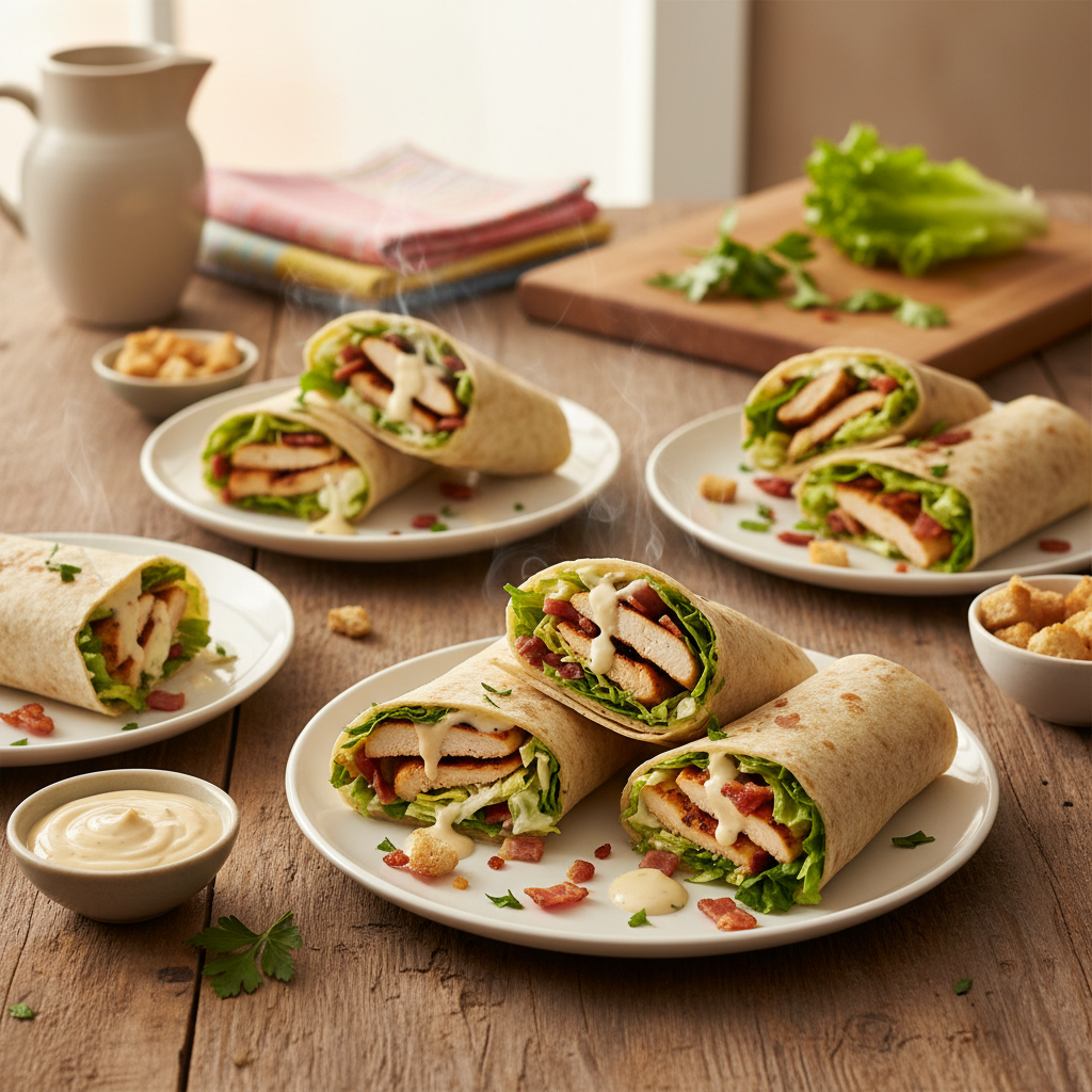 Image de la recette: Wraps César au poulet grillé pour gang affamée