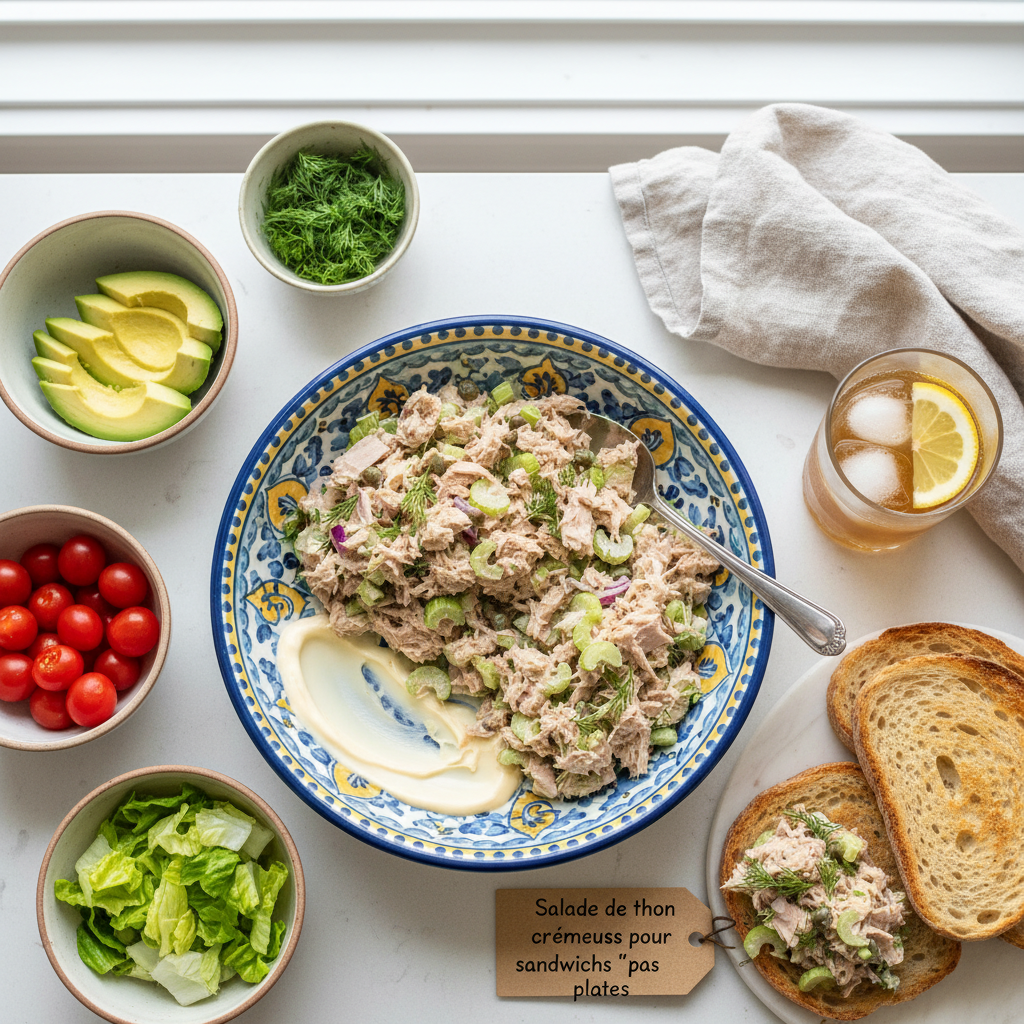 Image de la recette: Salade de thon crémeuse pour sandwichs "pas plates"