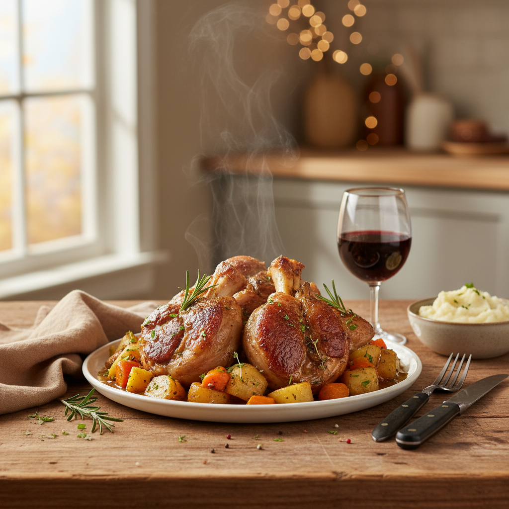 Image de la recette: Jarrets de Porc Osso Buco Braisés aux Herbes