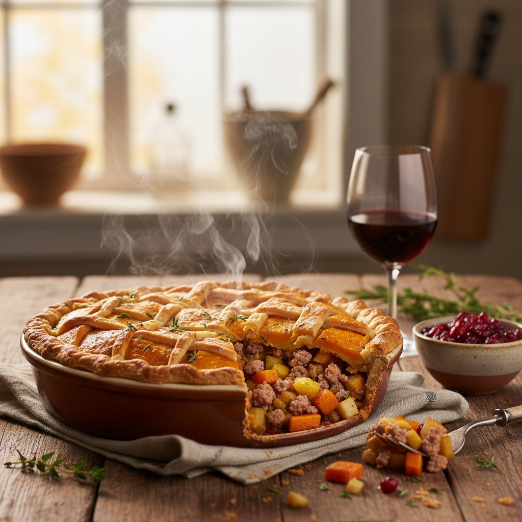 Image de la recette: Tourtière Végétarienne Surprise au Porc Haché Maigre d'IGA