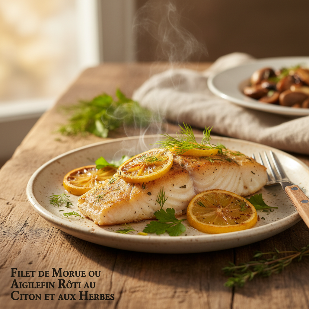 Image de la recette: Filet de Morue ou Aiglefin Rôti au Citron et aux Herbes