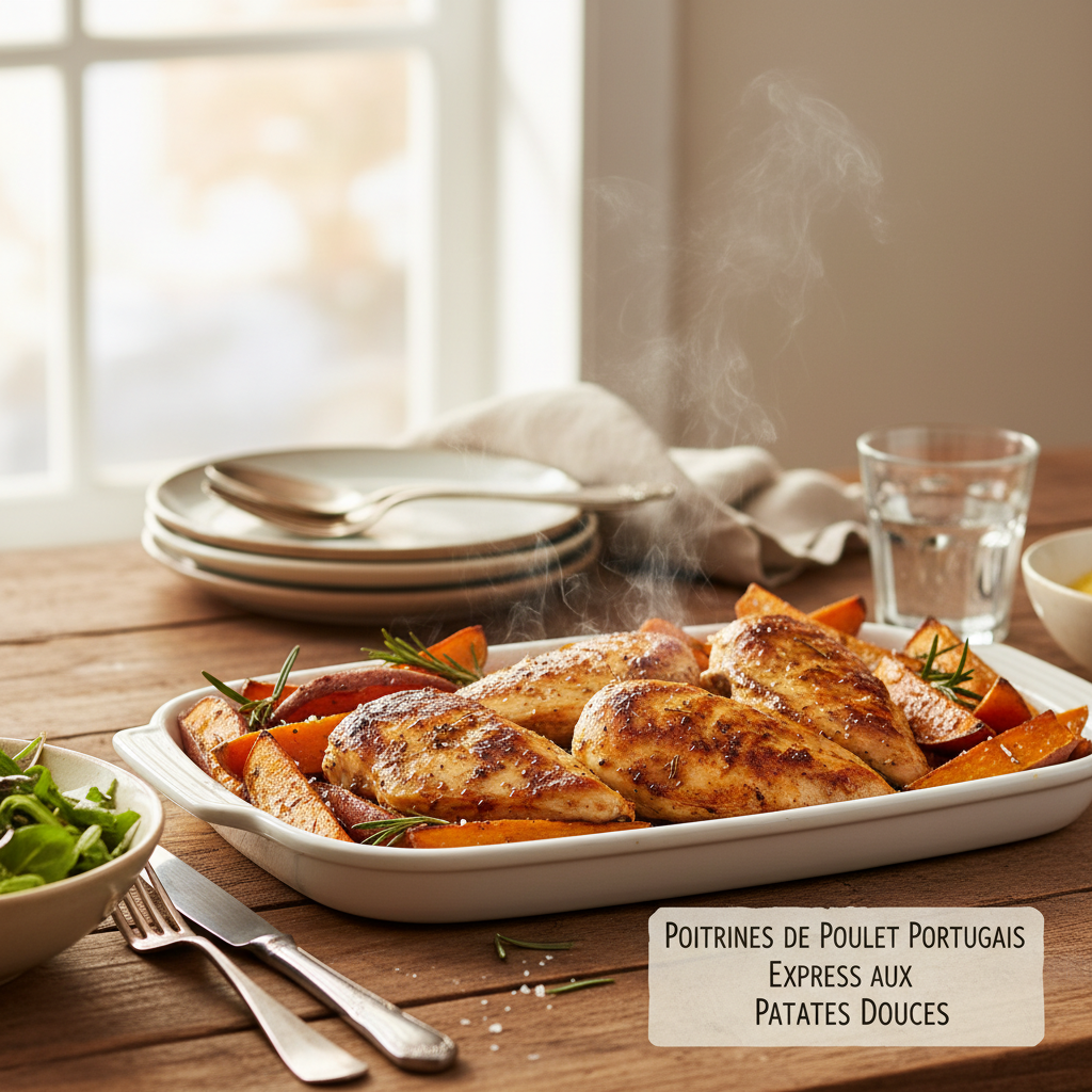 Image de la recette: Poitrines de Poulet Portugais Express aux Patates Douces