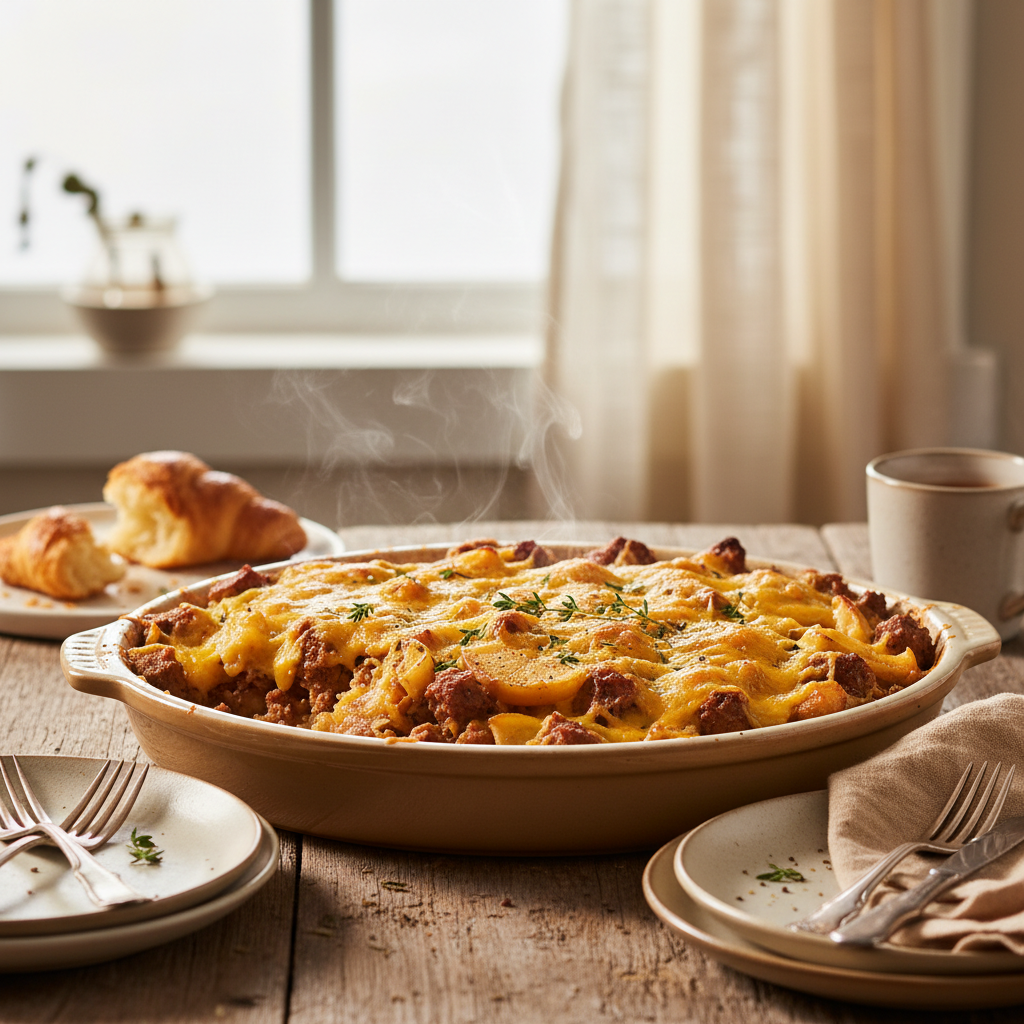 Image de la recette: Gratin de Tourtière Déconstruit aux Pommes et Cheddar Fort