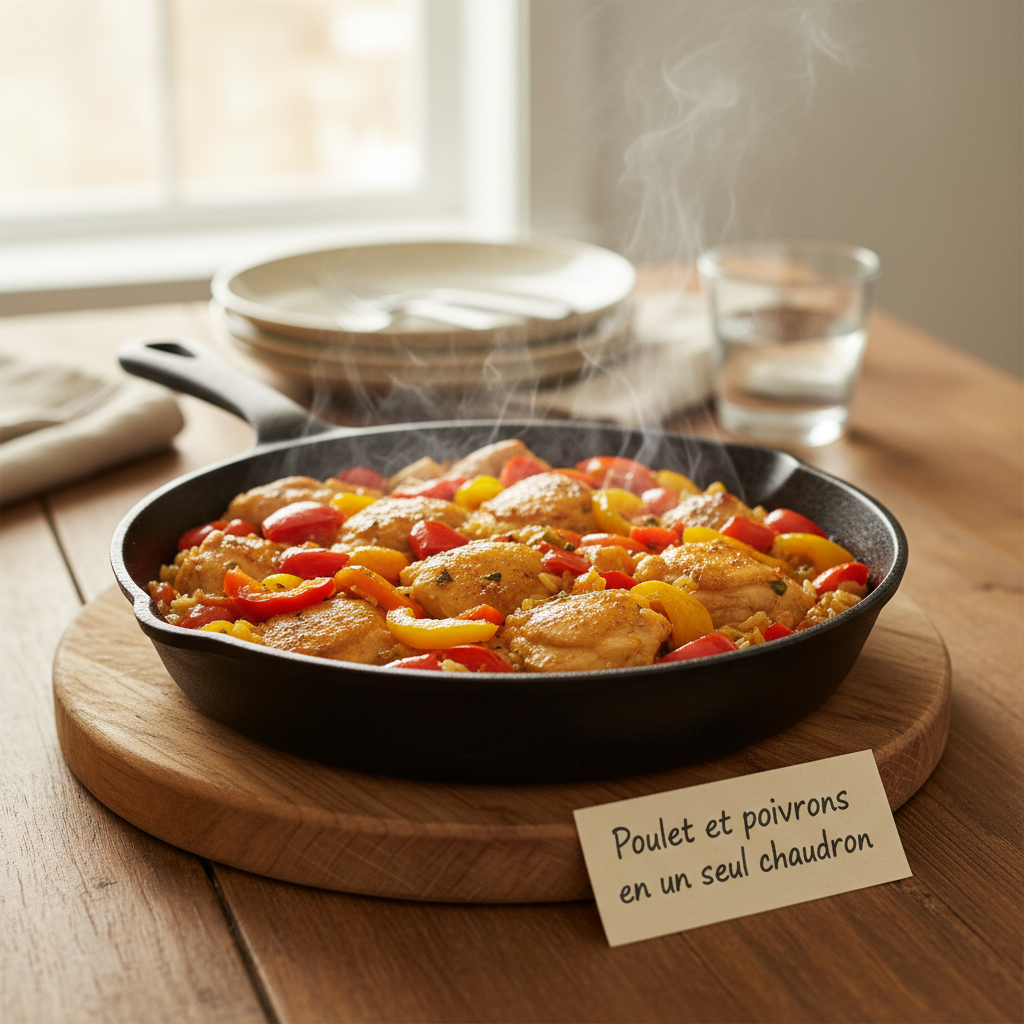 Image de la recette: Poulet et poivrons en un seul chaudron