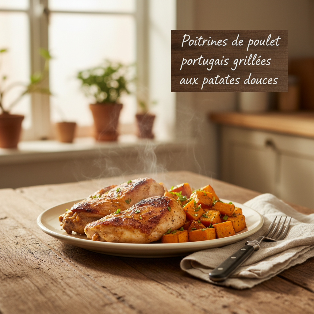Image de la recette: Poitrines de poulet portugais grillées aux patates douces