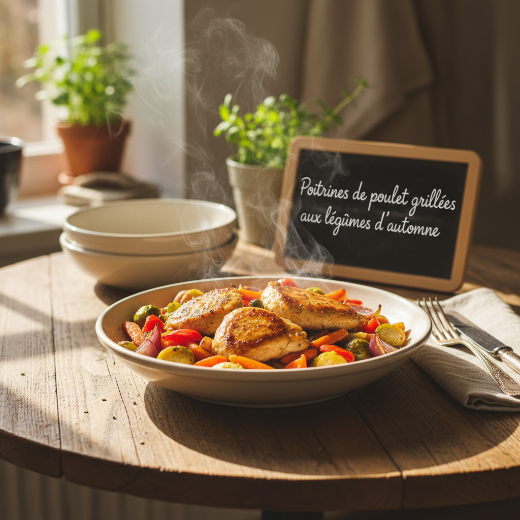 Image de la recette: Poitrines de poulet grillées aux légumes d'automne