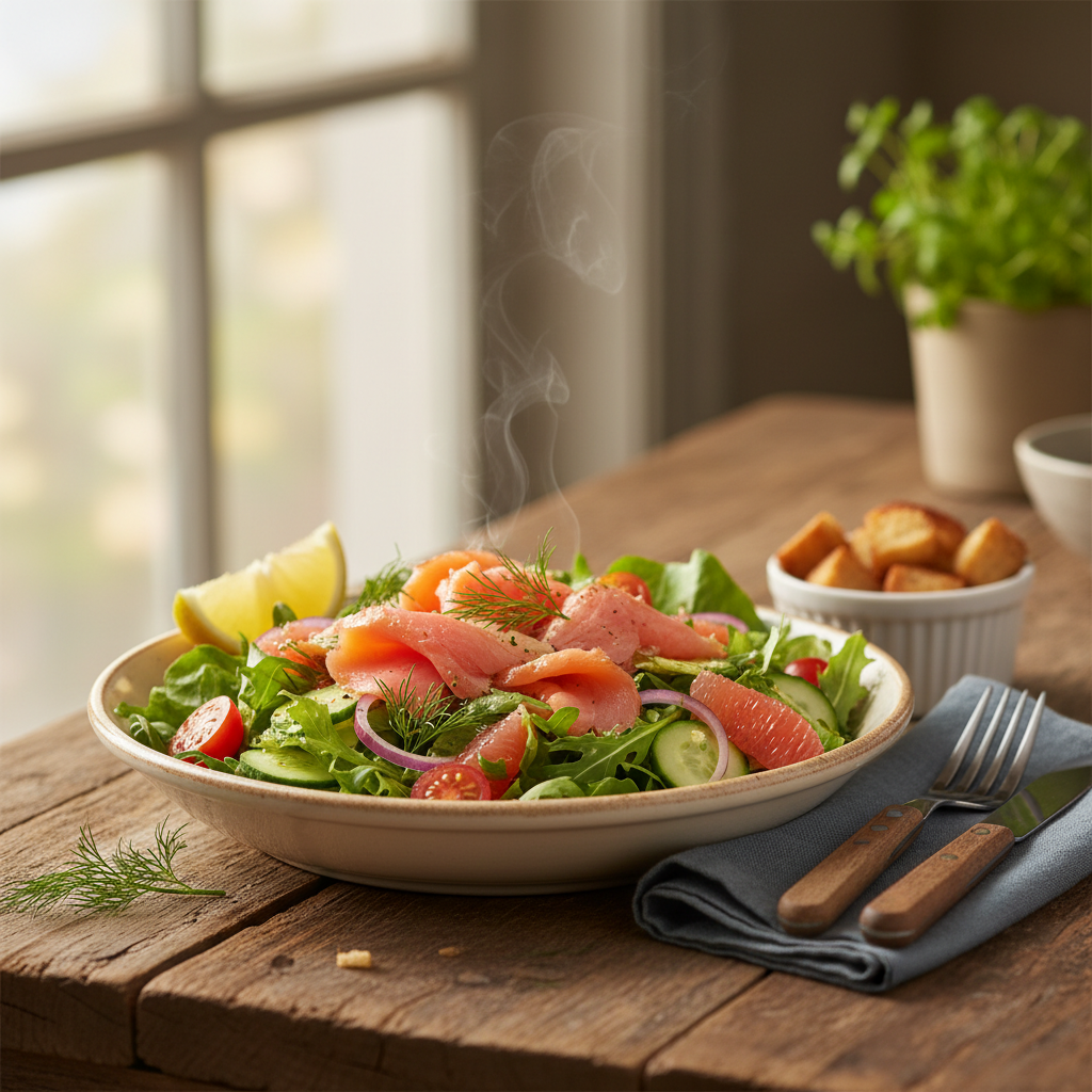 Image de la recette: Salade nordique santé au saumon fumé d'l'Atlantique