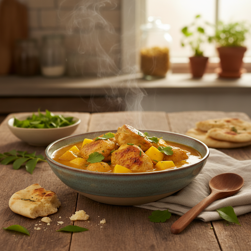 Image de la recette: Curry de Poulet aux Pommes de Terre et Mangues
