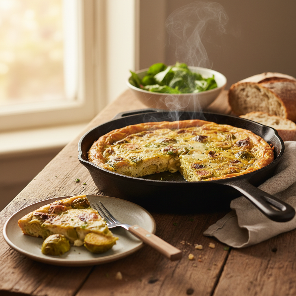 Image de la recette: Frittata aux œufs, fromage et choux de Bruxelles