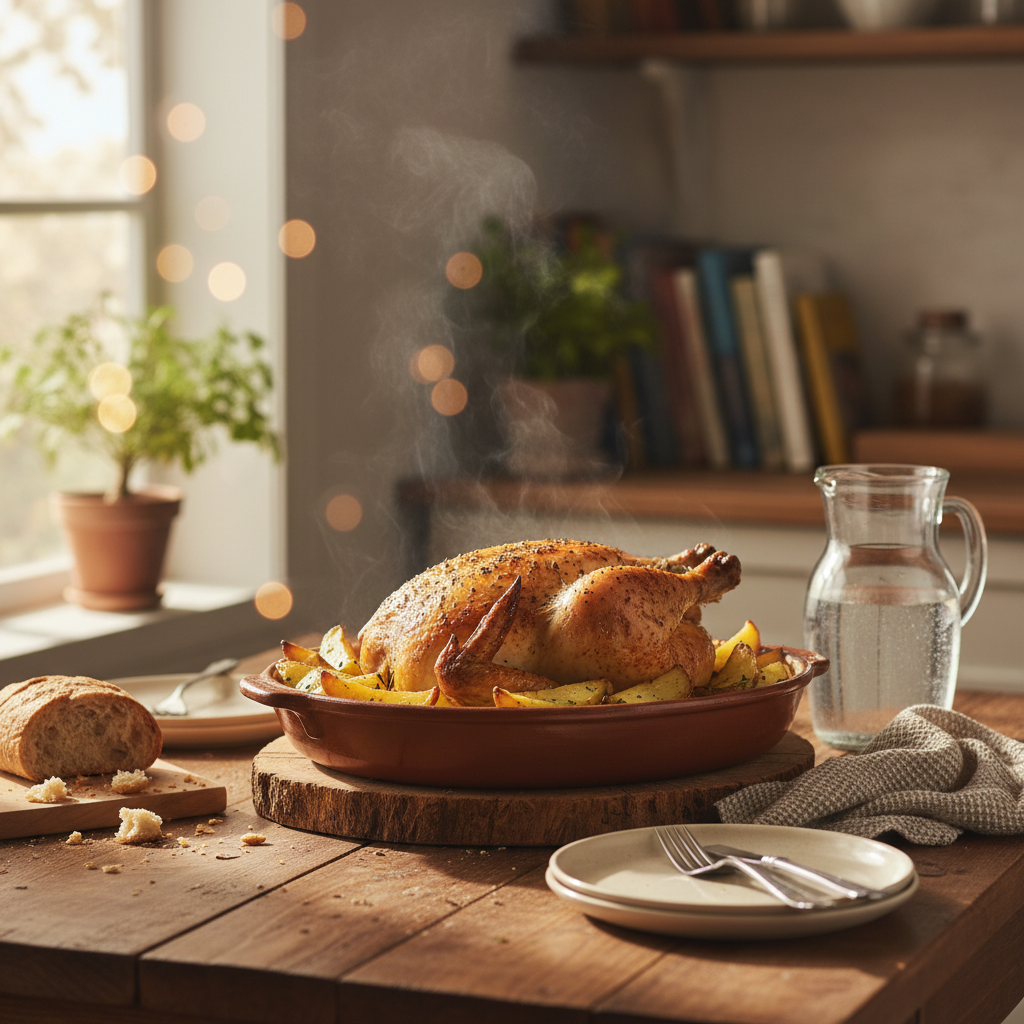 Image de la recette: Poulet Rôti Economique à la Québécoise et sa Garniture de Patates Simples