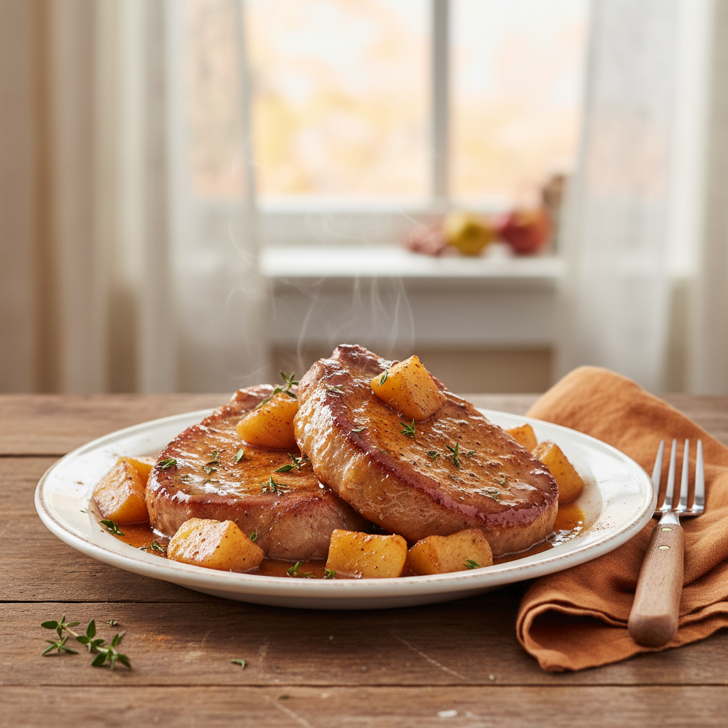 Image de la recette: Côtelettes de Porc à l'Érable et aux Pommes du Verger