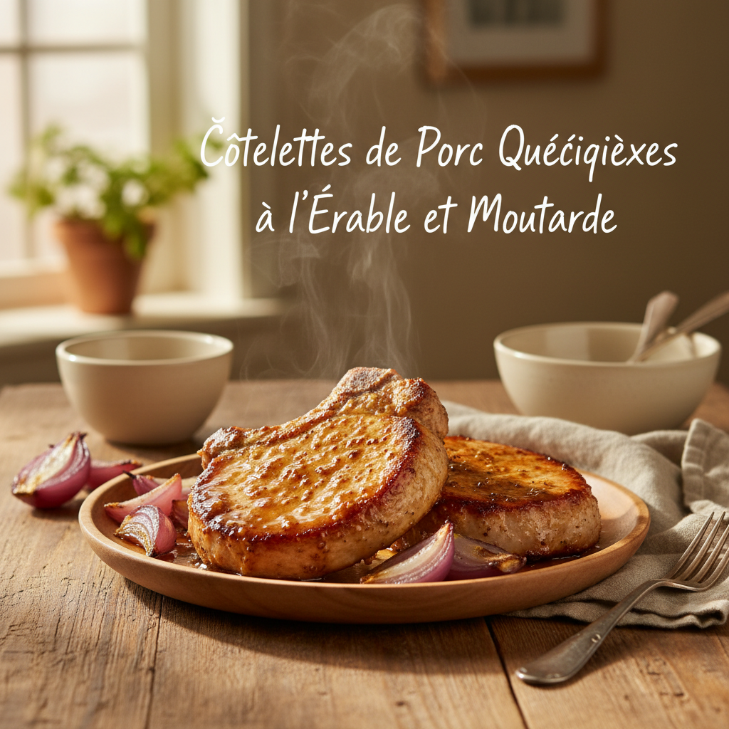 Image de la recette: Côtelettes de Porc Québécoises à l'Érable et Moutarde