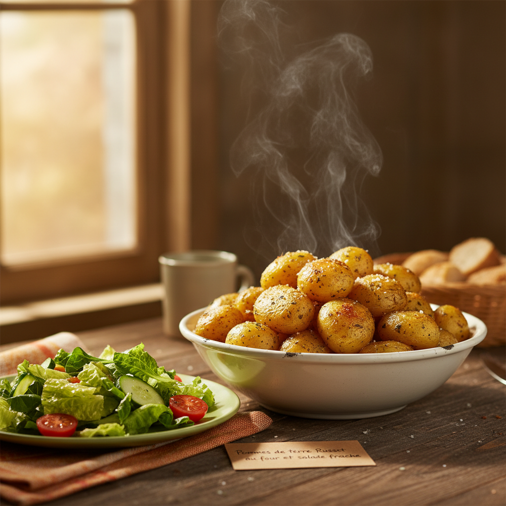 Image de la recette: Pommes de terre Russet au four et salade fraîche