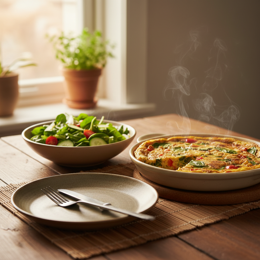 Image de la recette: Frittata aux œufs et salade fraîche