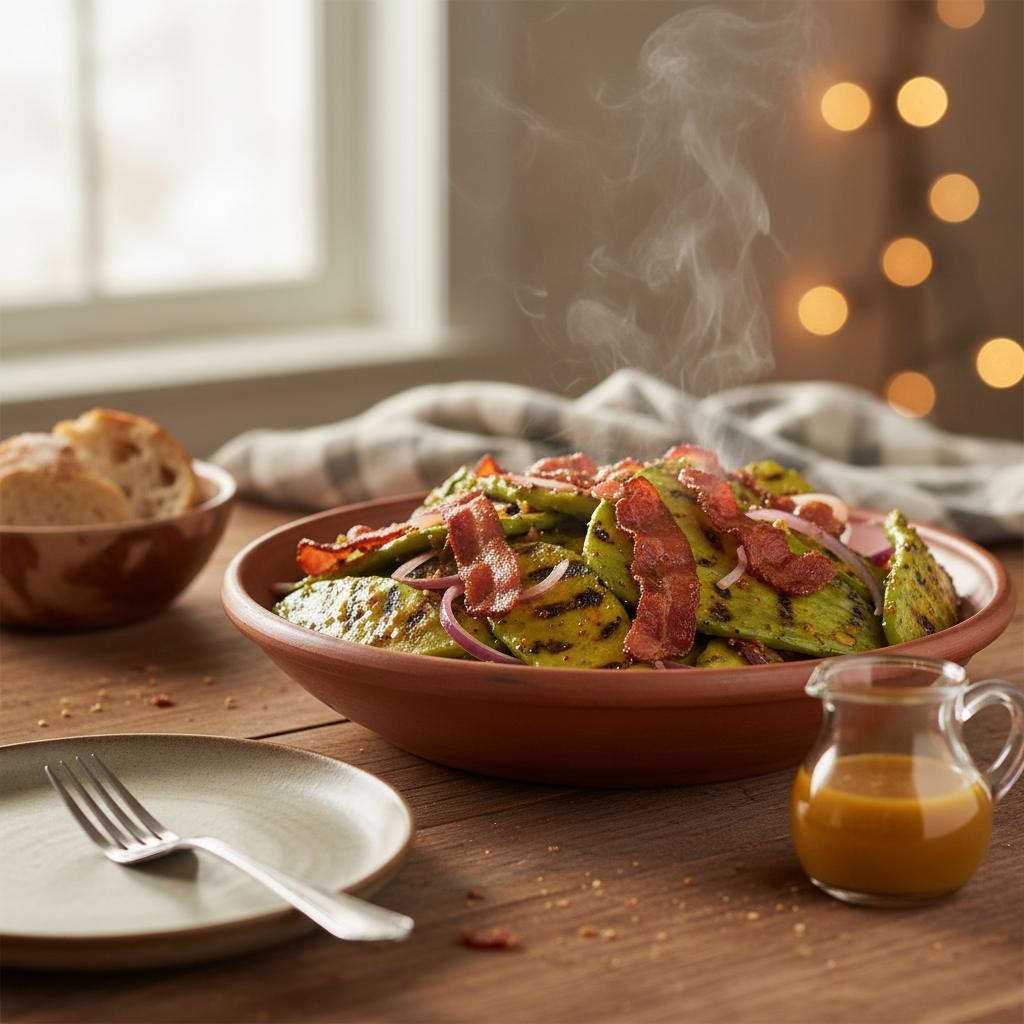 Image de la recette: Salade de Nopales Grillés à la Québécoise, Vinaigrette Érable-Moutarde