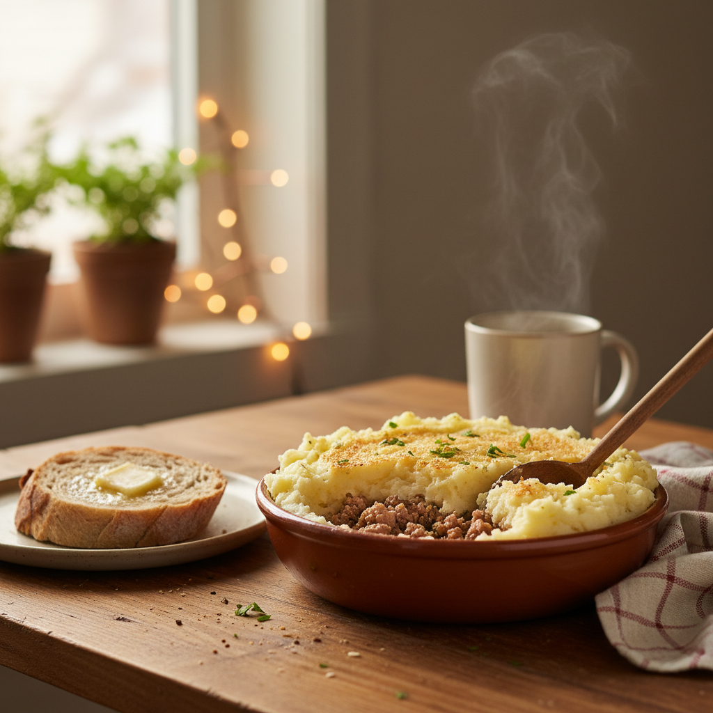 Image de la recette: Tourtière Déconstruite au Porc Haché Maigre pis aux Pommes de Terre Pilées