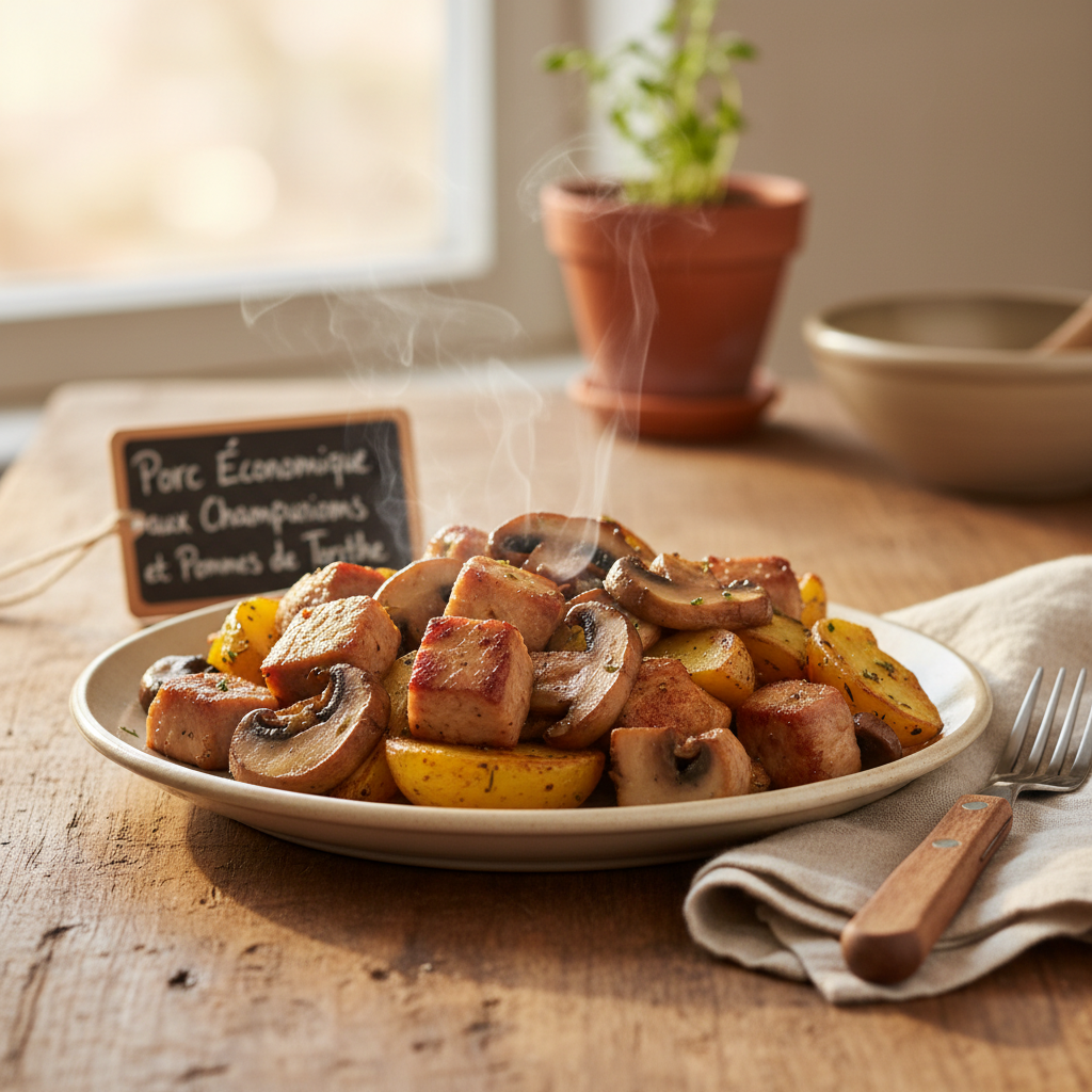 Image de la recette: Porc Économique aux Champignons et Pommes de Terre
