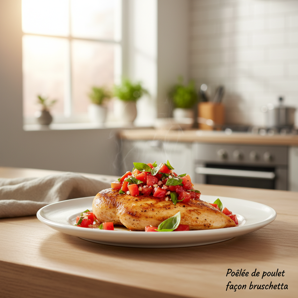 Image de la recette: Poêlée de poulet façon bruschetta