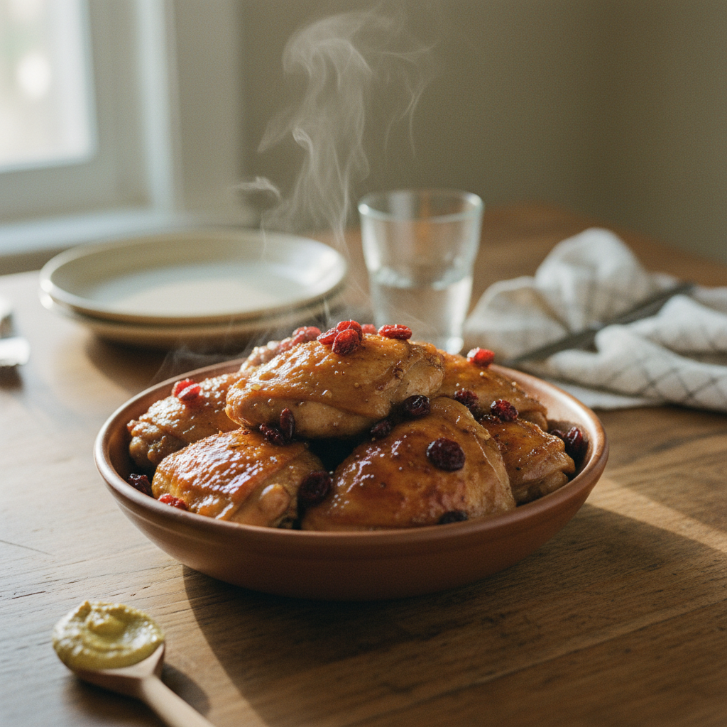 Image de la recette: Cuisses de Poulet à l'Érable et aux Canneberges, façon grand-maman
