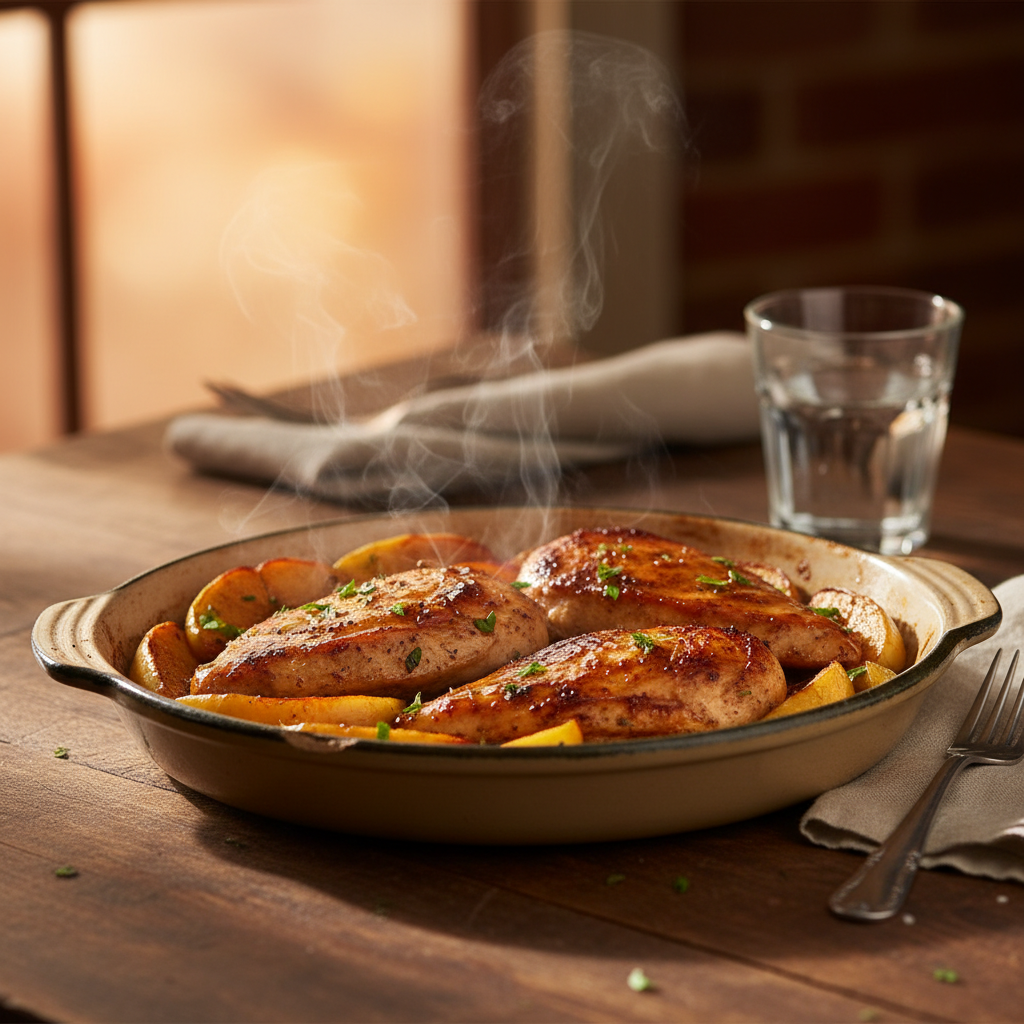 Image de la recette: Poulet Express à l'Érable et aux Pommes du Verger