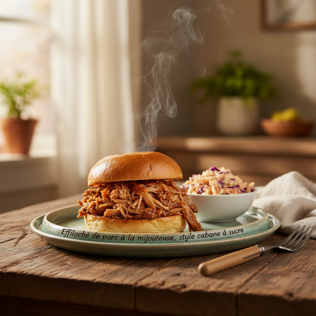 Image de la recette: Effiloché de porc à la mijoteuse, style cabane à sucre