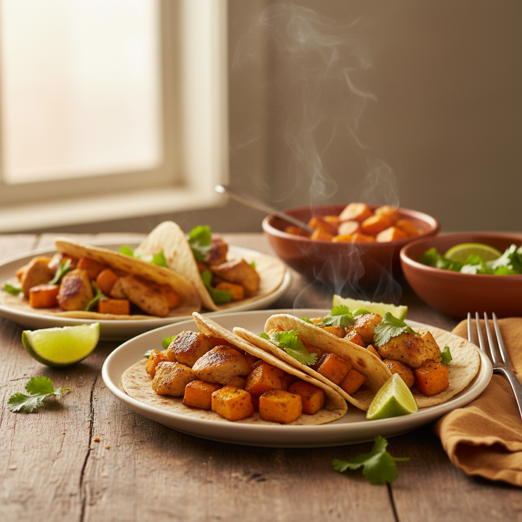 Image de la recette: Tacos au Poulet Portugais et Patates Douces
