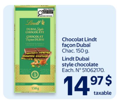 Chocolat lindt facon dubai