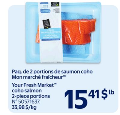 Paq. de 2 portions de saumon coho mon marché fraîcheur