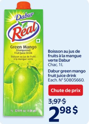 Boisson au jus de fruits à la mangue verte Dabur