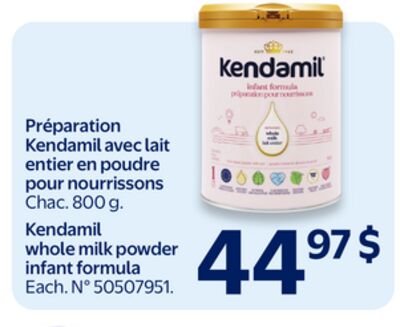 Préparation Kendamil avec lait entier en poudre pour nourrissons