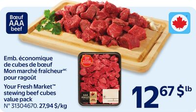 Emb. économique de cubes de bœuf Mon marché fraîcheur pour ragoût
