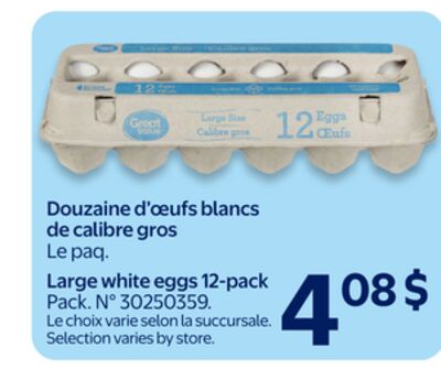 Douzaine d'œufs blancs de calibre gros