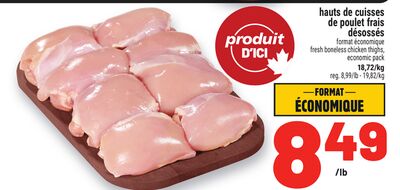 HAUTS DE CUISSES DE POULET FRAIS DÉSOSSÉS | FRESH BONELESS CHICKEN THIGHS